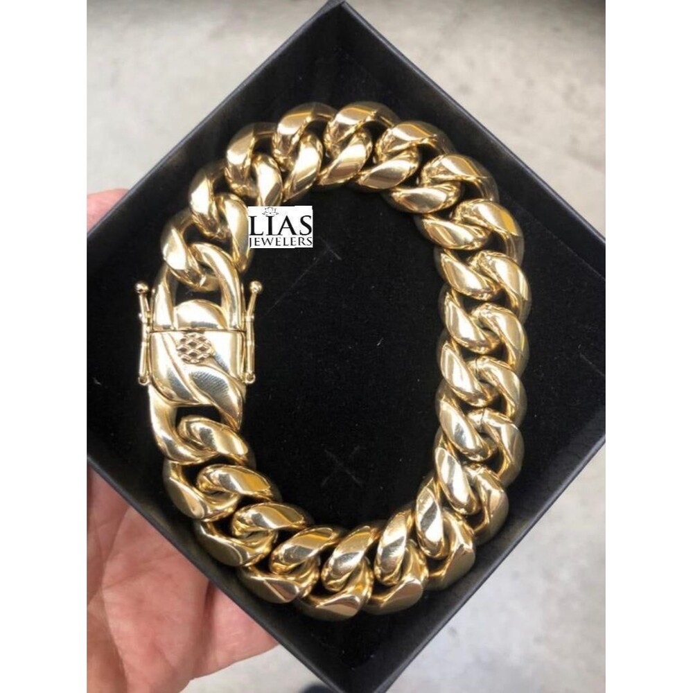 New 18k yellow gold Cuban link bracelet